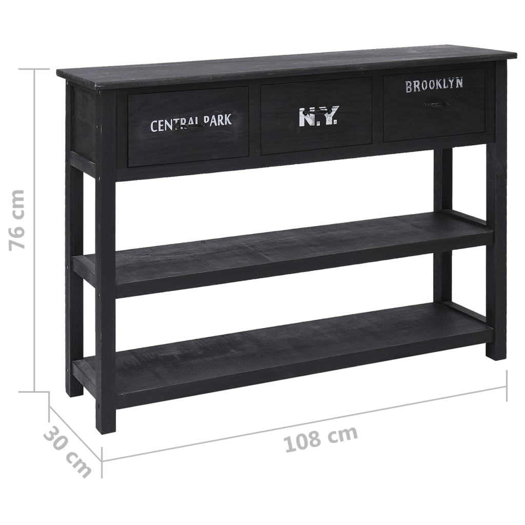 Μπουφές Μαύρος 108 x 30 x 76 εκ. από Μασίφ Ξύλο Παυλώνιας