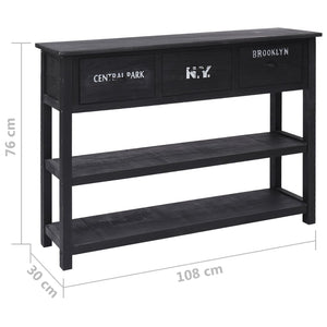 Μπουφές Μαύρος 108 x 30 x 76 εκ. από Μασίφ Ξύλο Παυλώνιας