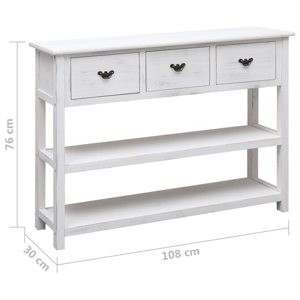 Μπουφές Αντικέ Λευκός 108 x 30 x 76 εκ. Μασίφ Ξύλο Παυλώνιας