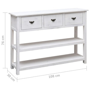 Μπουφές Αντικέ Λευκός 108 x 30 x 76 εκ. Μασίφ Ξύλο Παυλώνιας