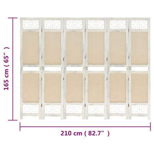 Διαχωριστικό Δωματίου με 6 Πάνελ Κρεμ 210 x 165 εκ. Υφασμάτινο
