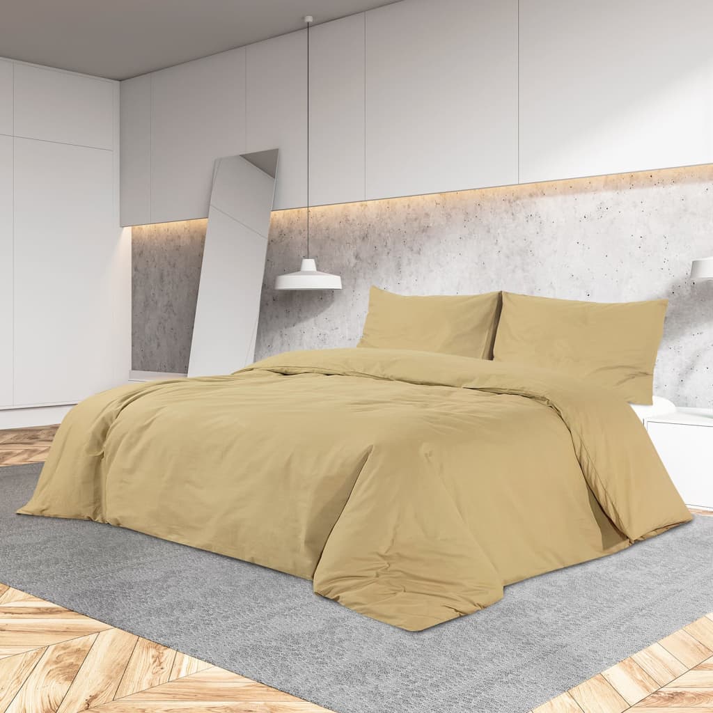 Σετ Παπλωματοθήκης Taupe 200 x 200 εκ. Ελαφρύ Ύφασμα Μικροϊνών - PAKOBAZAAR