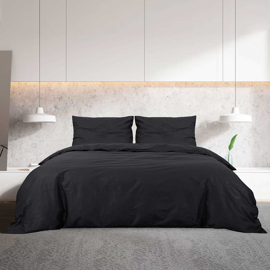 Σετ Παπλωματοθήκη  Μαύρο 220x240 εκ. Βαμβακερό