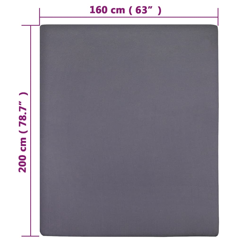 Σεντόνι Με Λάστιχο Ανθρακί 160x200 εκ. Βαμβακερό Ζέρσεϊ - PAKOBAZAAR