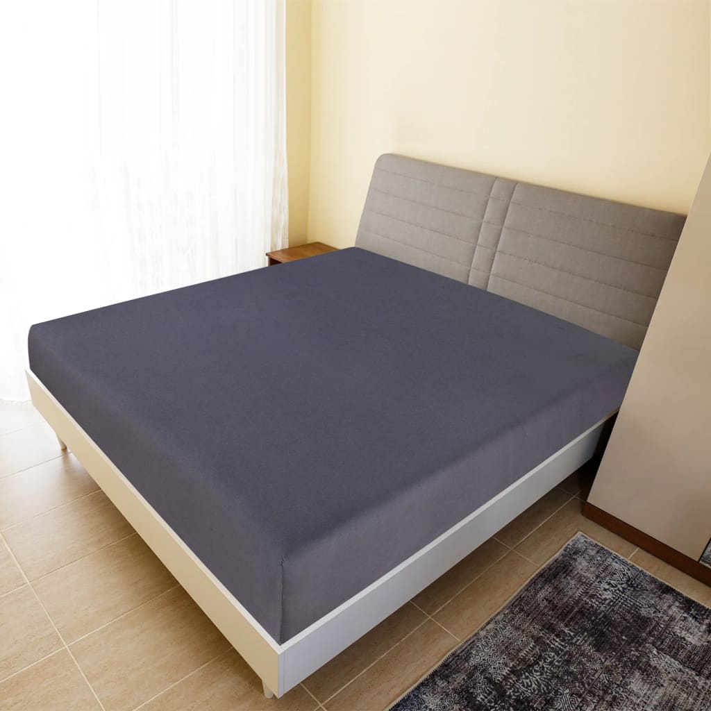 Σεντόνι Με Λάστιχο Ανθρακί 160x200 εκ. Βαμβακερό Ζέρσεϊ - PAKOBAZAAR