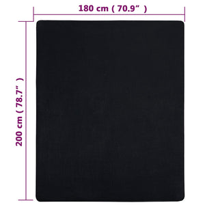 Σεντόνια με Λάστιχο 2 τεμ. Μαύρα 180x200 εκ. Βαμβακερό Ζέρσεϊ - PAKOBAZAAR