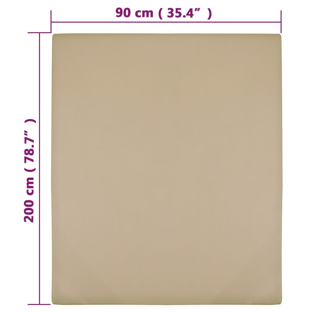 Σεντόνια με Λάστιχο 2 τεμ. Taupe 90 x 200 εκ. Βαμβακερό Ζέρσεϊ - PAKOBAZAAR
