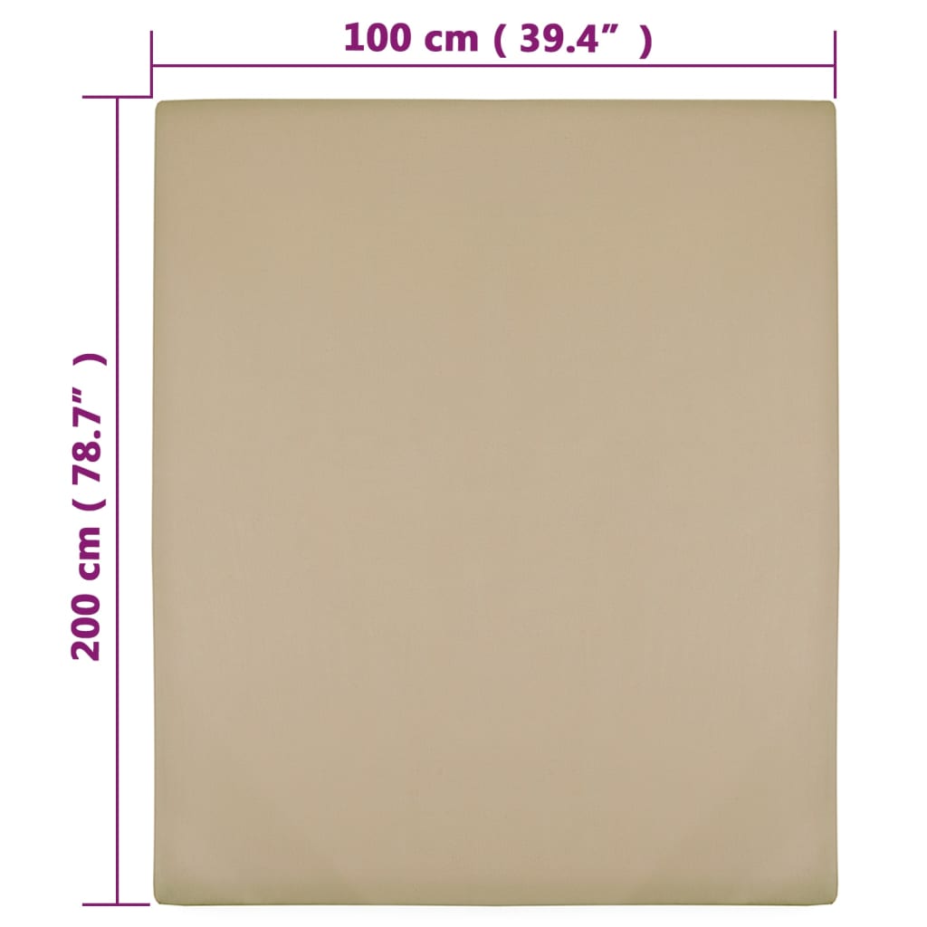 Σεντόνι με Λάστιχο Taupe 100x200 εκ. Βαμβακερό Ζέρσεϊ - PAKOBAZAAR