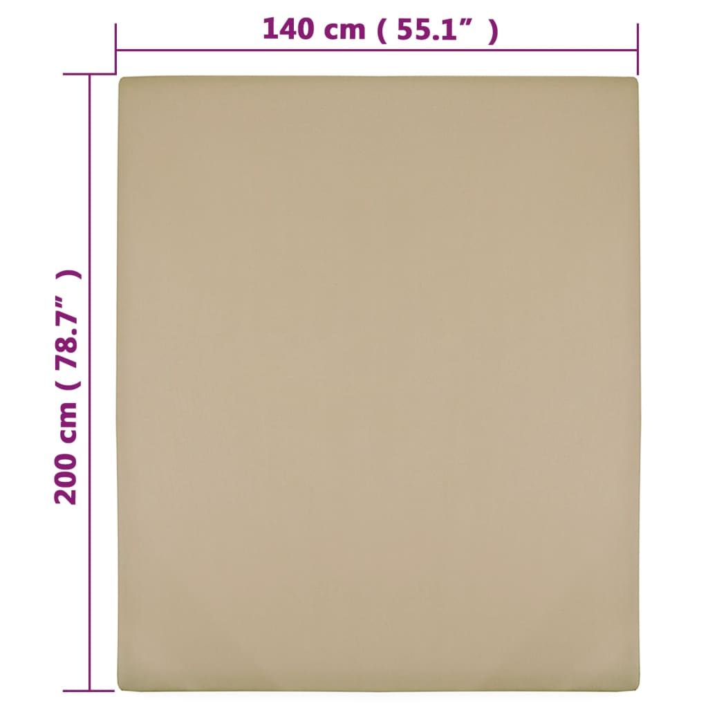 Σεντόνια με Λάστιχο 2 τεμ. Taupe 140x200 εκ. Βαμβακερό Ζέρσεϊ - PAKOBAZAAR