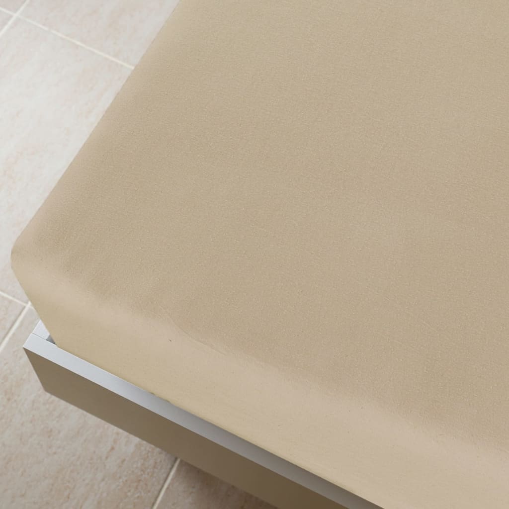 Σεντόνια με Λάστιχο 2 τεμ. Taupe 180x200 εκ. Βαμβακερό Ζέρσεϊ - PAKOBAZAAR