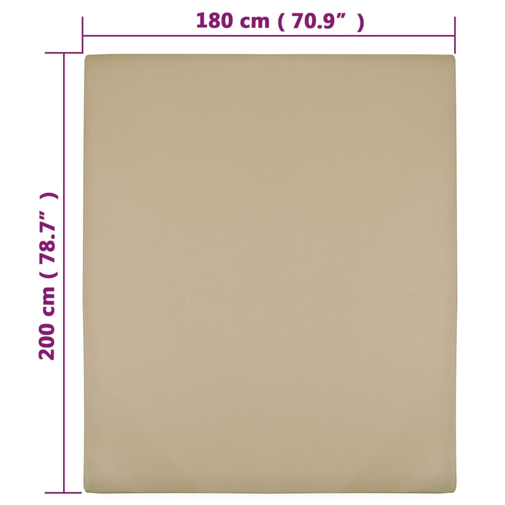 Σεντόνια με Λάστιχο 2 τεμ. Taupe 180x200 εκ. Βαμβακερό Ζέρσεϊ - PAKOBAZAAR