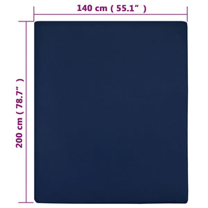 Σεντόνι Με Λάστιχο Μπλε 140 x 200 εκ. Βαμβακερό Ζέρσεϊ - PAKOBAZAAR