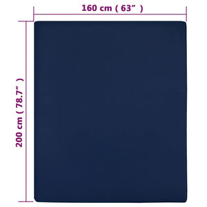 Σεντόνια με Λάστιχο 2 τεμ. Μπλε 160x200 εκ. Βαμβακερό Ζέρσεϊ - PAKOBAZAAR