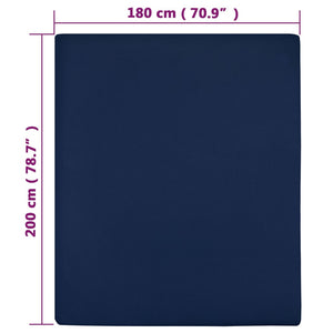 Σεντόνι Με Λάστιχο Μπλε 180x200 εκ. Βαμβακερό Ζέρσεϊ - PAKOBAZAAR