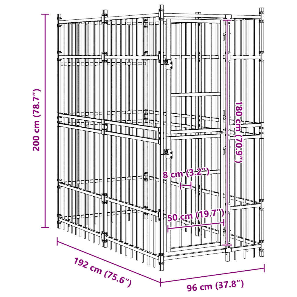 Κλουβί Σκύλου Εξωτερικού Χώρου 1,84 μ² από Ατσάλι - PAKOBAZAAR