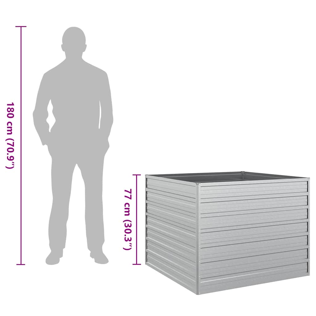 Ζαρντινιέρα Υπερυψωμένη Ασημί 100x100x77 εκ. Γαλβανισμ. Χάλυβας