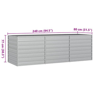 Ζαρντινιέρα Υπερυψωμένη Ασημί 240x80x77 εκ. Γαλβανισμ. Χάλυβας