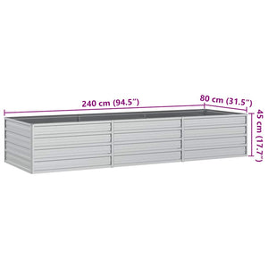 Ζαρντινιέρα Υπερυψωμένη Ασημί 240x80x45 εκ. Γαλβανισμ. Χάλυβας
