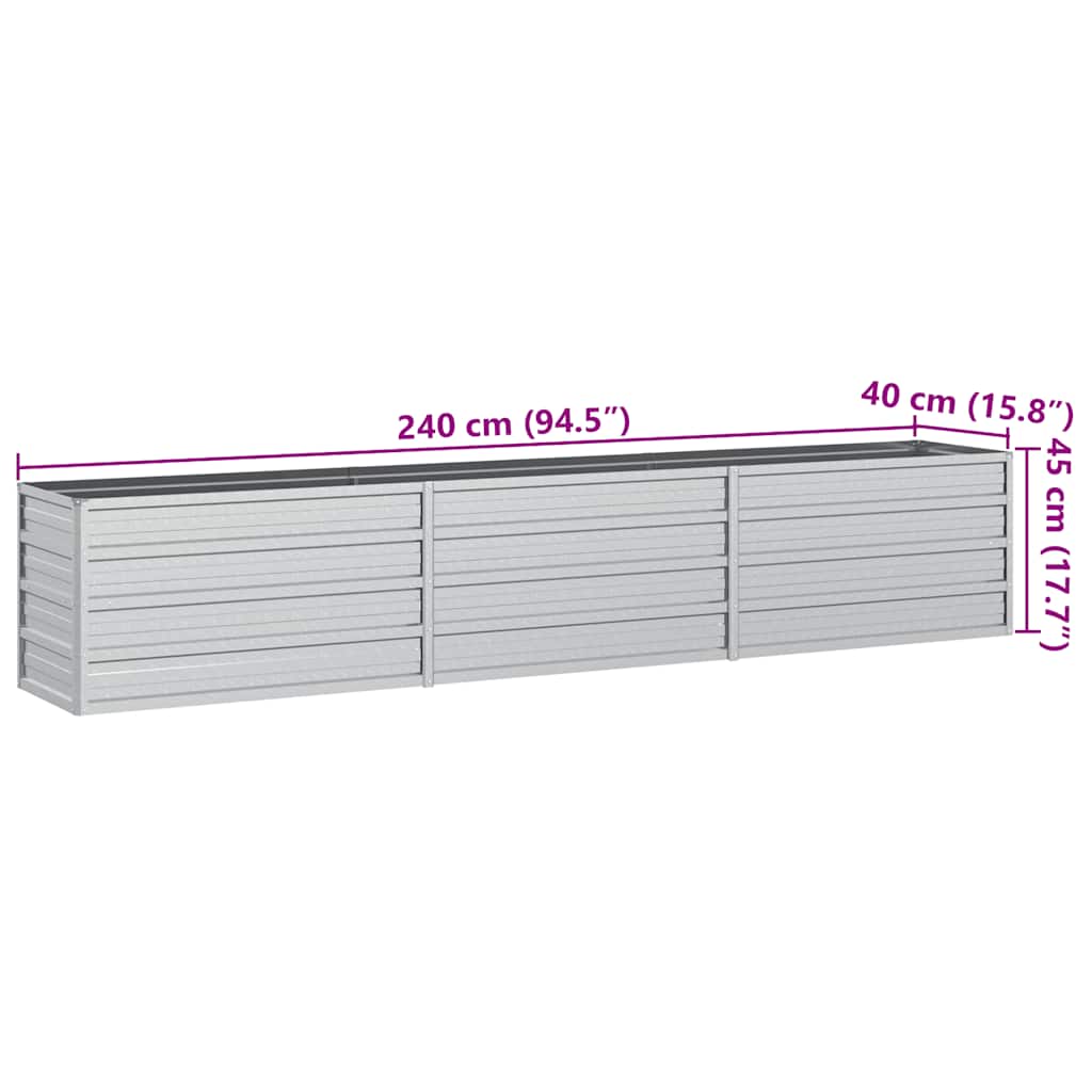 Ζαρντινιέρα Υπερυψωμένη Ασημί 240x40x45 εκ. Γαλβανισμ. Χάλυβας