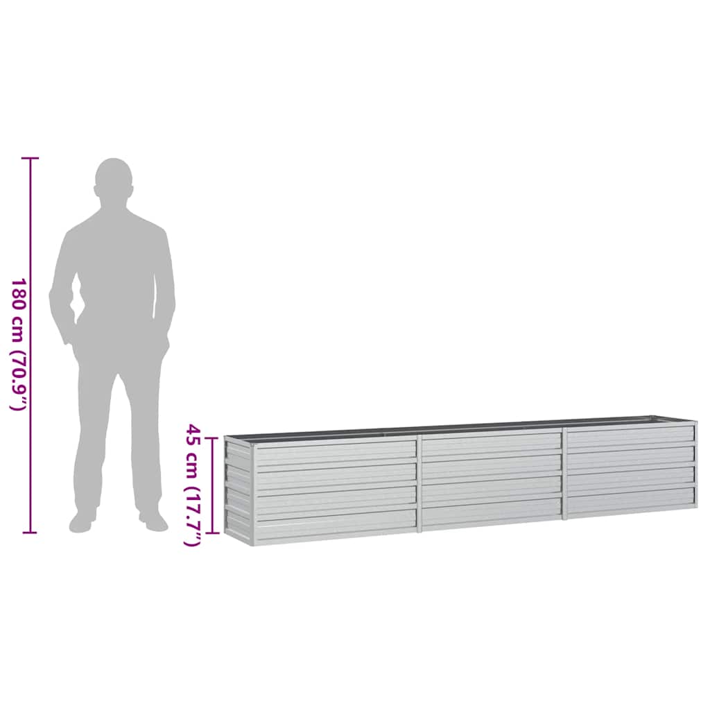 Ζαρντινιέρα Υπερυψωμένη Ασημί 240x40x45 εκ. Γαλβανισμ. Χάλυβας