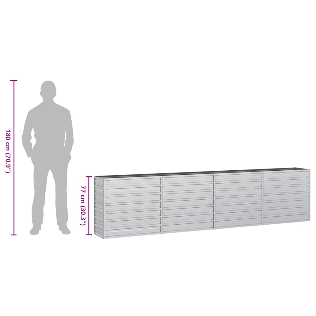 Ζαρντινιέρα Υπερυψωμένη Ασημί 320x40x77 εκ. Γαλβανισμ. Χάλυβας