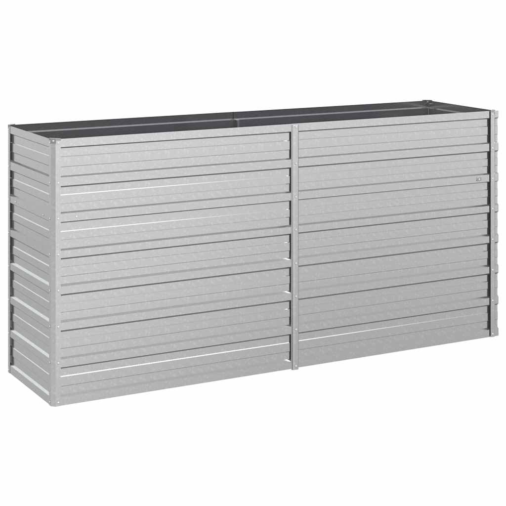 Ζαρντινιέρα Υπερυψωμένη Ασημί 160x40x77 εκ. Γαλβανισμ. Χάλυβας