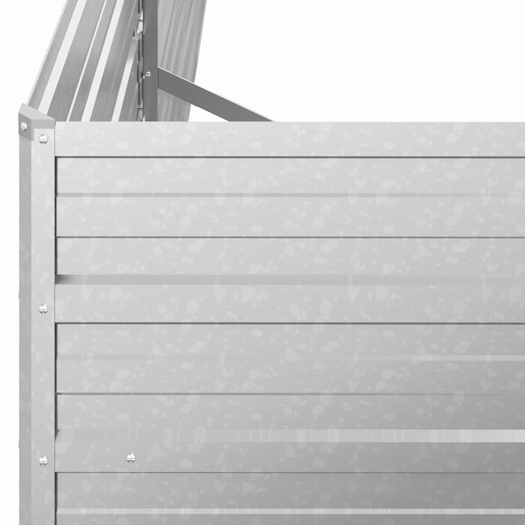 Ζαρντινιέρα Υπερυψωμένη Ασημί 160x40x77 εκ. Γαλβανισμ. Χάλυβας