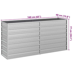 Ζαρντινιέρα Υπερυψωμένη Ασημί 160x40x77 εκ. Γαλβανισμ. Χάλυβας