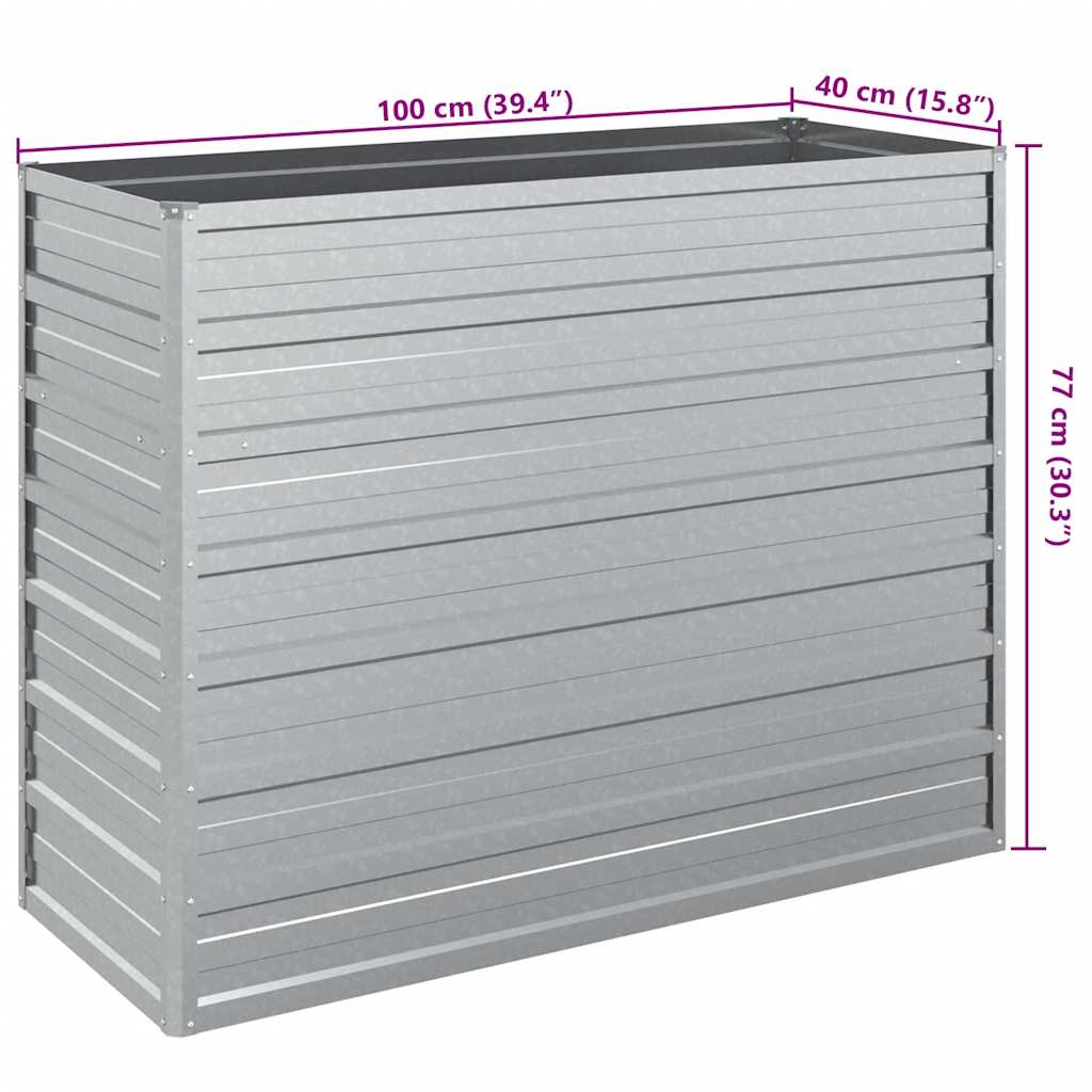 Ζαρντινιέρα Υπερυψωμένη Ασημί 100x40x77 εκ. Γαλβανισμ. Χάλυβας