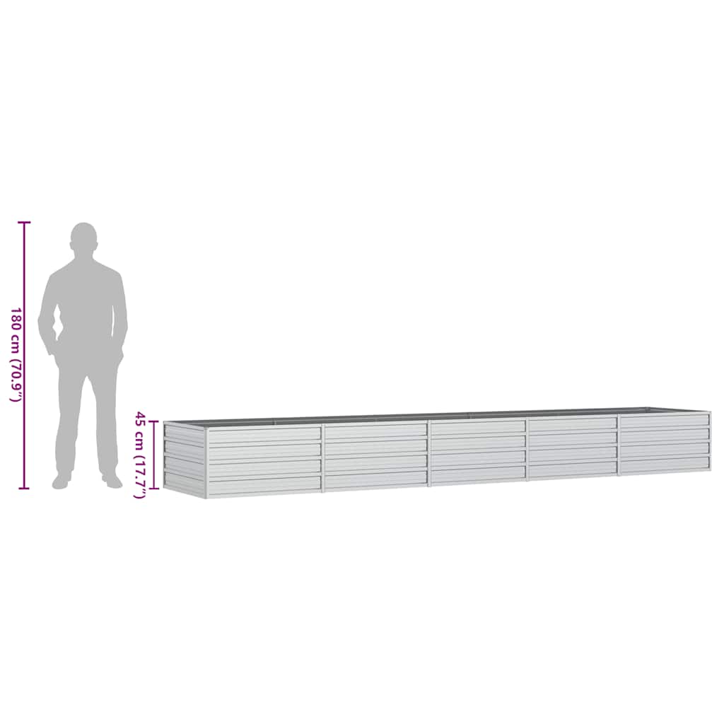 Ζαρντινιέρα Υπερυψωμένη Ασημί 400x80x45 εκ. Γαλβανισμ. Χάλυβας