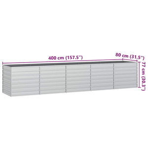 Ζαρντινιέρα Υπερυψωμένη Ασημί 400x80x77 εκ. Γαλβανισμ. Χάλυβας