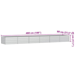 Ζαρντινιέρα Υπερυψωμένη Ασημί 480x80x45 εκ. Γαλβανισμ. Χάλυβας