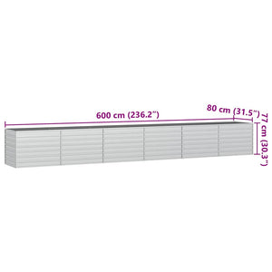 Ζαρντινιέρα Υπερυψωμένη Ασημί 600x80x77 εκ. Γαλβανισμ. Χάλυβας