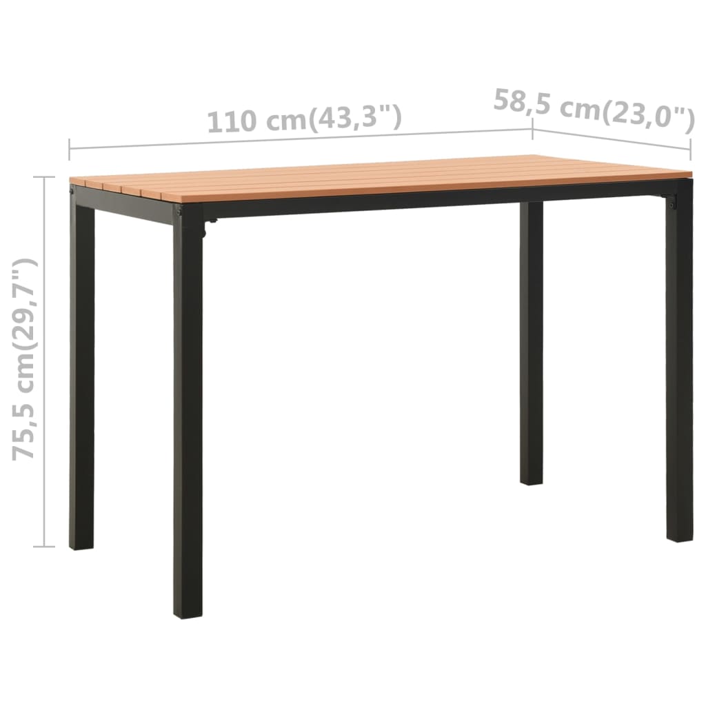 Σετ Τραπεζαρίας Κήπου 3 Τεμαχίων Καφέ / Μαύρο από Ατσάλι / WPC