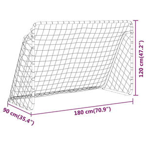Τέρμα Ποδοσφαίρου με Δίχτυ Λευκό 180 x 90 x 120 εκ. Ατσάλινο