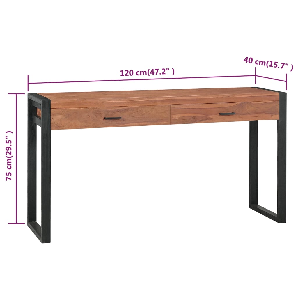 Γραφείο με 2 Συρτάρια 120 x 40 x 75 εκ. από Μασίφ Ξύλο Teak