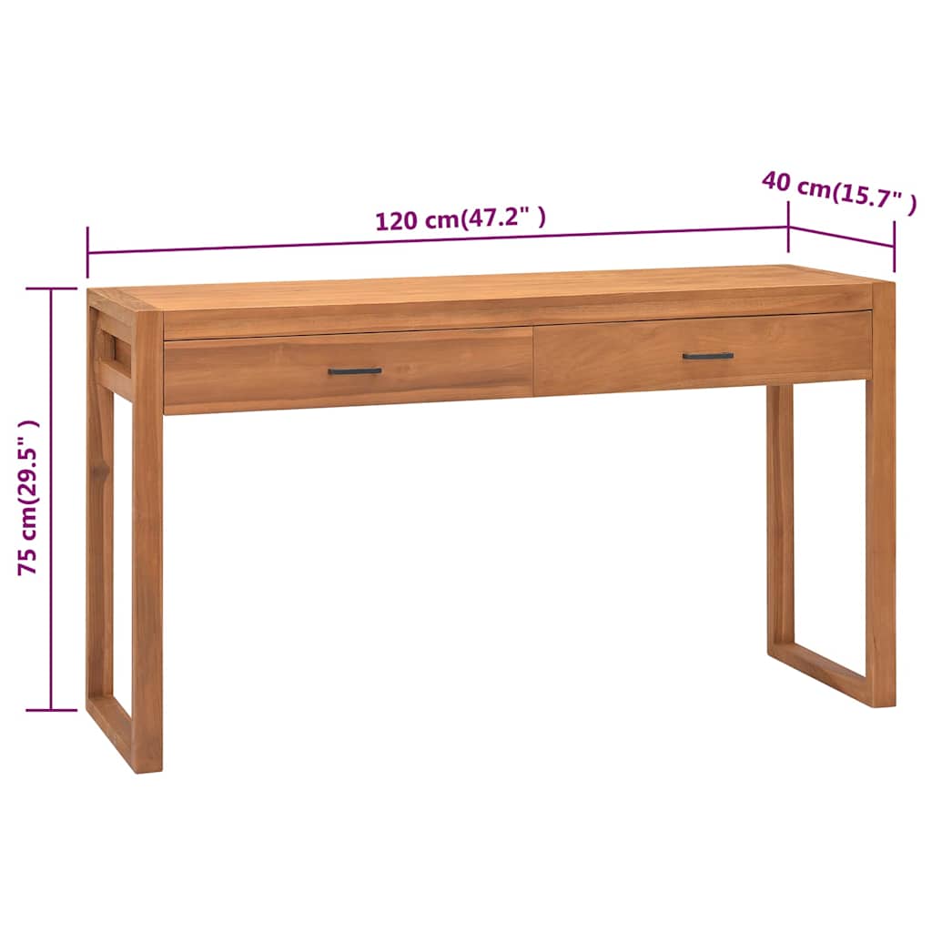 Γραφείο με 2 Συρτάρια 120 x 40 x 75 εκ. από Μασίφ Ξύλο Teak - Pakobazaar