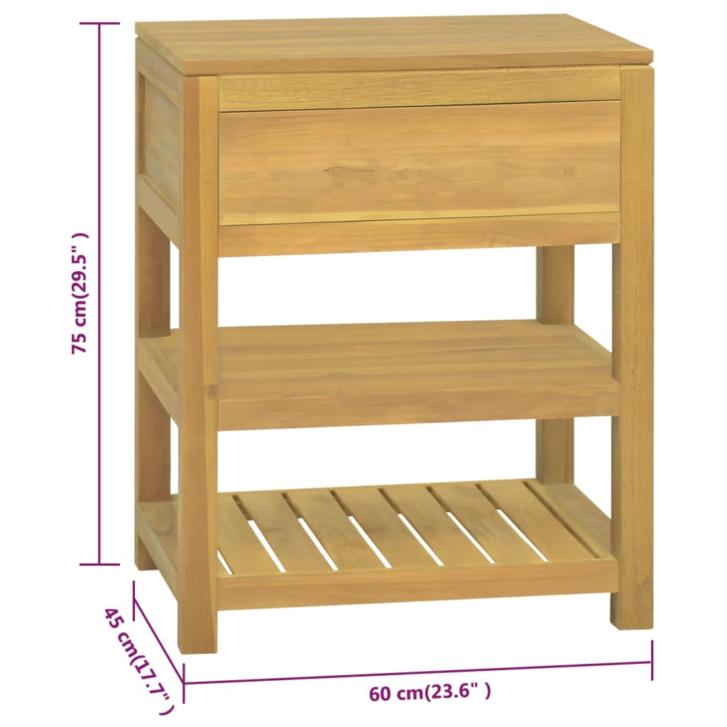 Έπιπλο Μπάνιου 60 x 45 x 75 εκ. από Μασίφ Ξύλο Teak - Pakobazaar