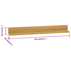 Ράφια Τοίχου 2 τεμ. 90 x 10 x 10 εκ. από Μασίφ Ξύλο Teak - Pakobazaar