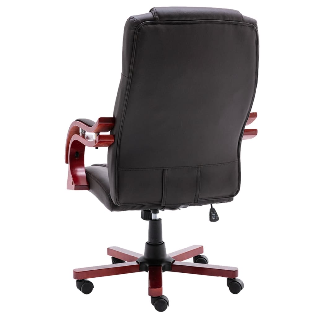 Πολυθρόνα Γραφείου Καφέ από Γνήσιο Δέρμα - Pakobazaar