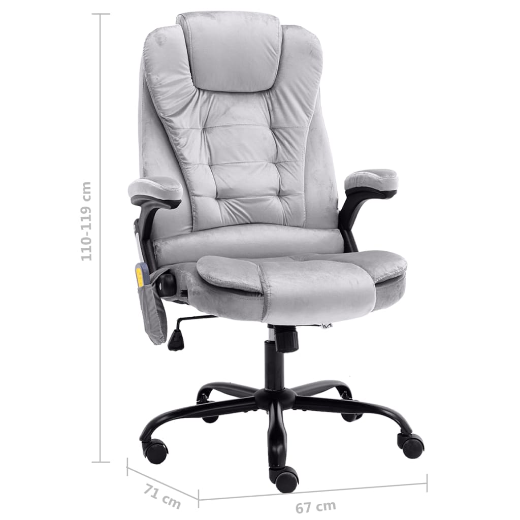 Πολυθρόνα Γραφείου Μασάζ Ανοιχτό Γκρι Βελούδινη - PAKOBAZAAR