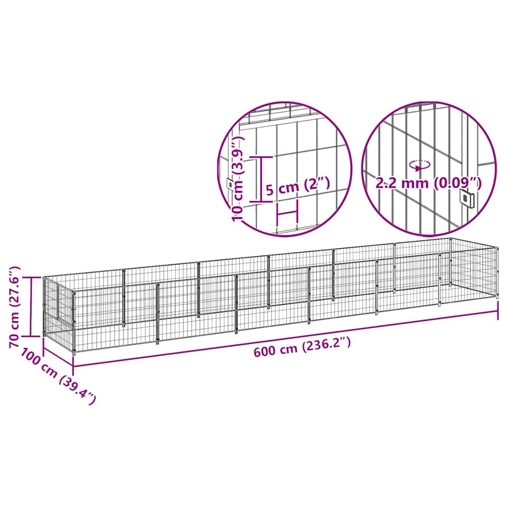 Σπιτάκι Σκύλου Μαύρο 6 μ² Ατσάλινο - PAKOBAZAAR