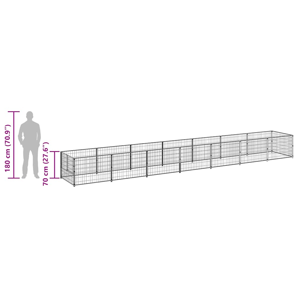 Σπιτάκι Σκύλου Μαύρο 7 μ² Ατσάλινο - PAKOBAZAAR