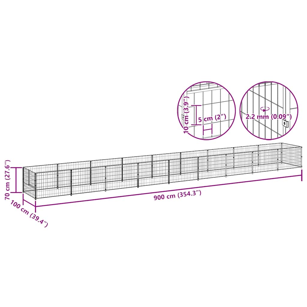 Σπιτάκι Σκύλου Μαύρο 9 μ² Ατσάλινο - PAKOBAZAAR