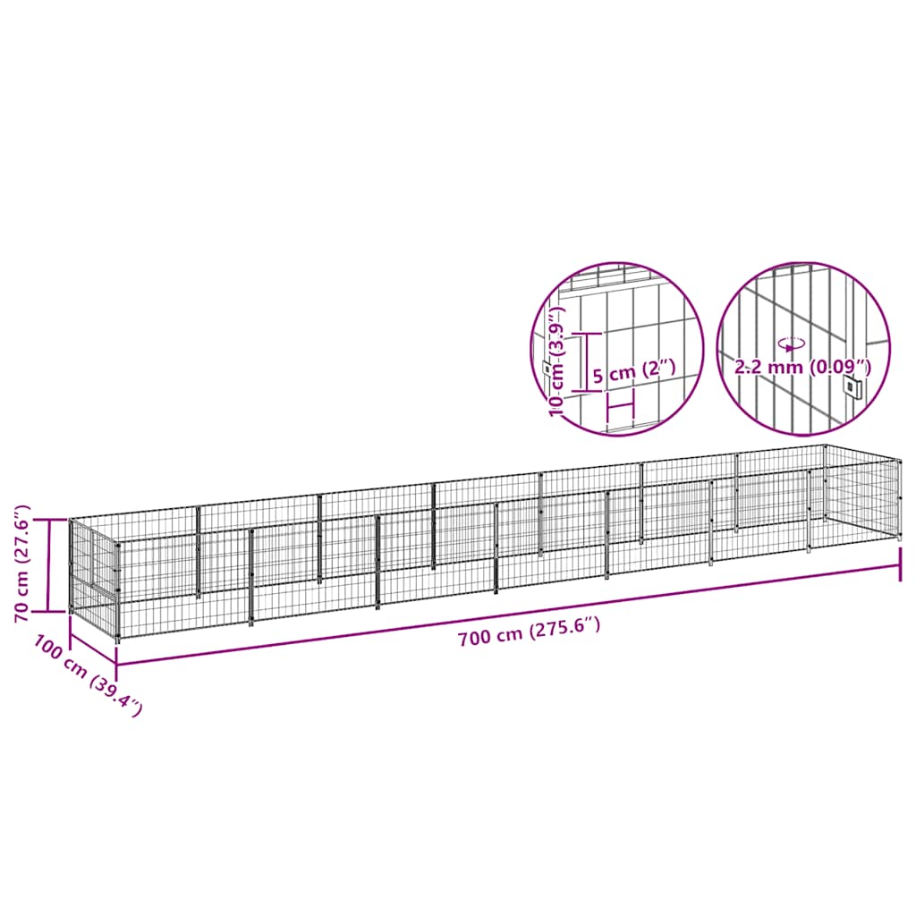 Σπιτάκι Σκύλου Ασημί 7 μ² Ατσάλινο - PAKOBAZAAR