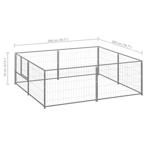 Σπιτάκι Σκύλου Ασημί 4 μ² Ατσάλινο - PAKOBAZAAR