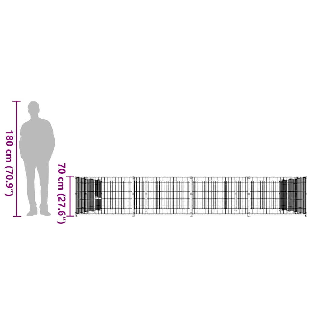 Σπιτάκι Σκύλου Μαύρο 12 μ² Ατσάλινο - PAKOBAZAAR