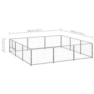 Σπιτάκι Σκύλου Ασημί 9 μ² Ατσάλινο - PAKOBAZAAR