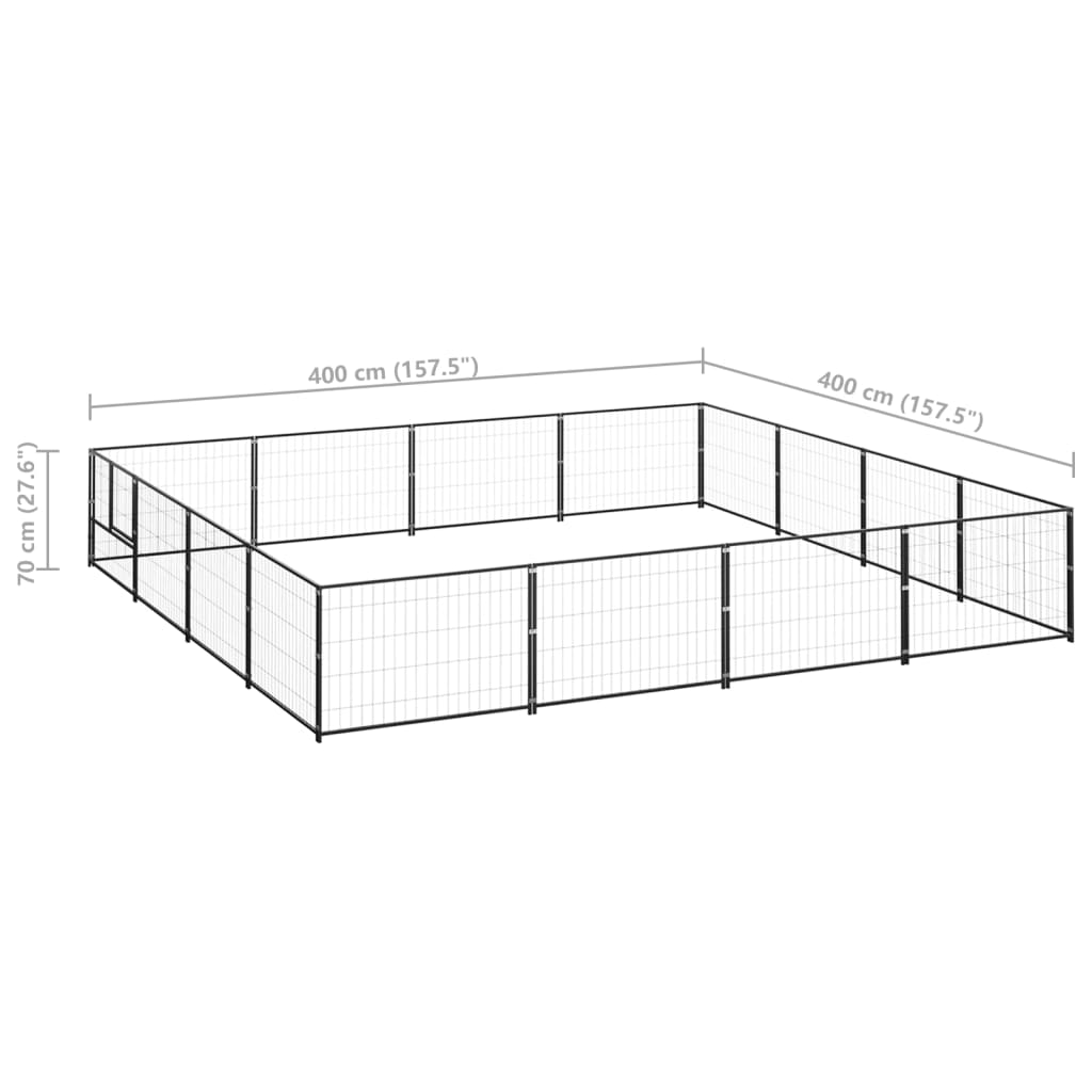 Σπιτάκι Σκύλου Μαύρο 16 μ² Ατσάλινο - PAKOBAZAAR