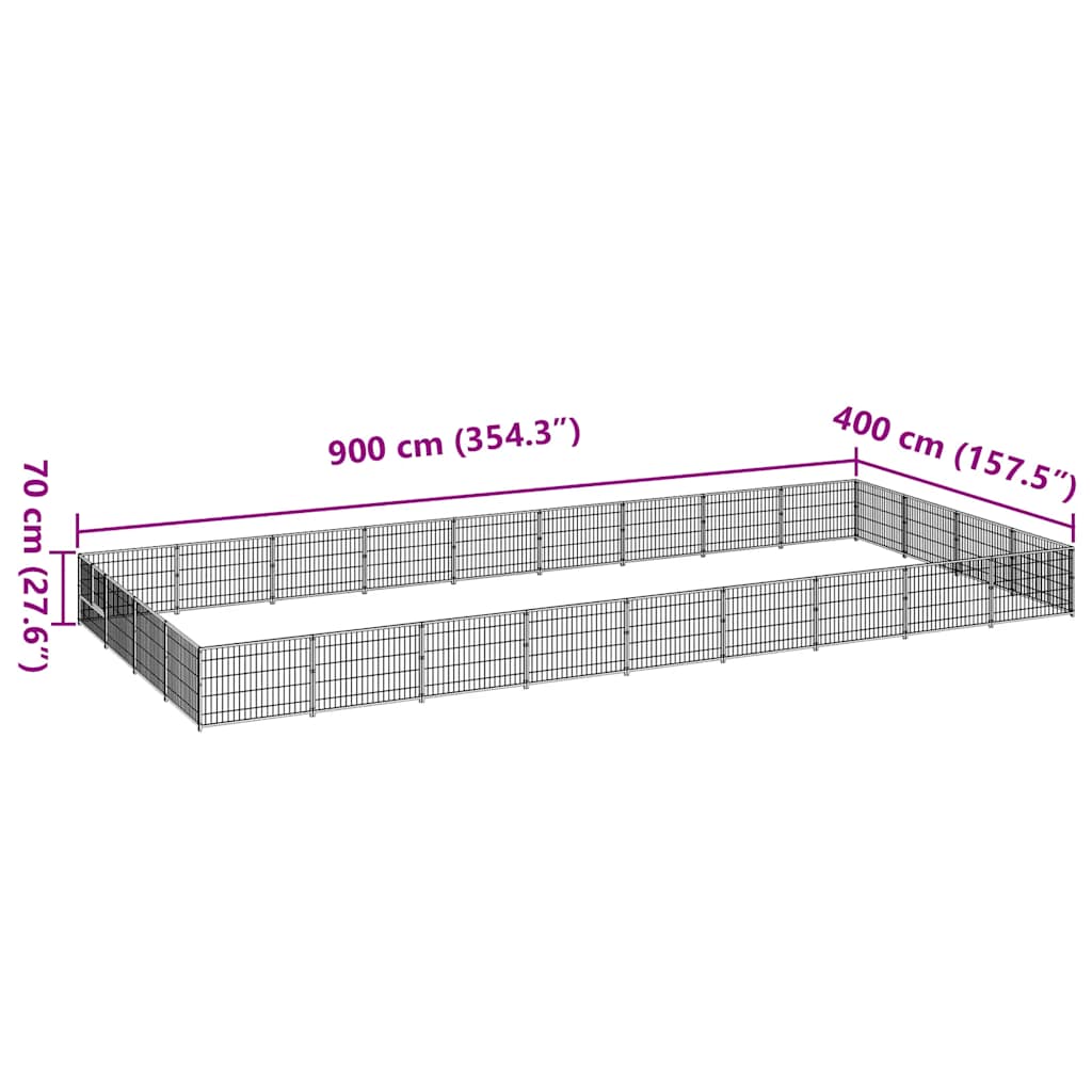 Σπιτάκι Σκύλου Μαύρο 36 μ² Ατσάλινο - PAKOBAZAAR